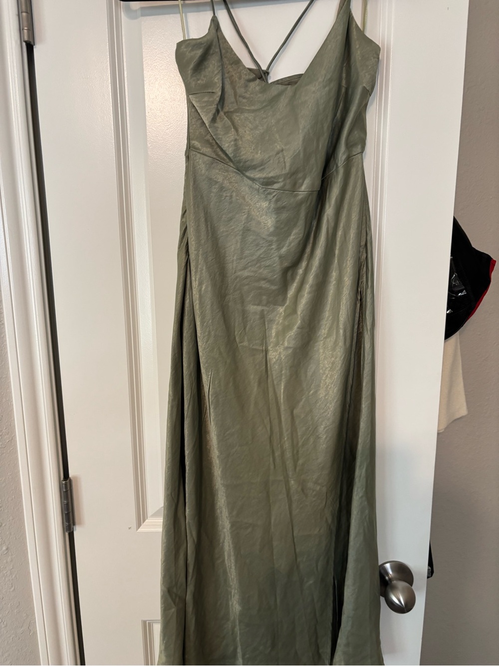 Hello Molly Olive Satin Cowl Slip Dress
